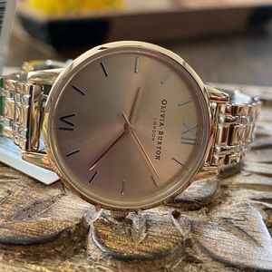 NWT OLIVIA BURTON Sunray Rose GoldTone & Stainless Steel Watch ~ 30mm Brand New